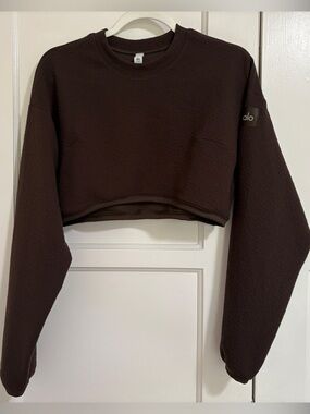 ALO Yoga Women's Cropped Crewneck Sweater - Chocolate Brown